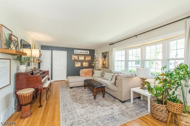 living room with wood finished floors