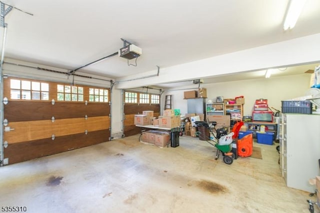 garage with a garage door opener