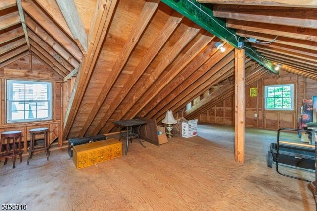 view of unfinished attic