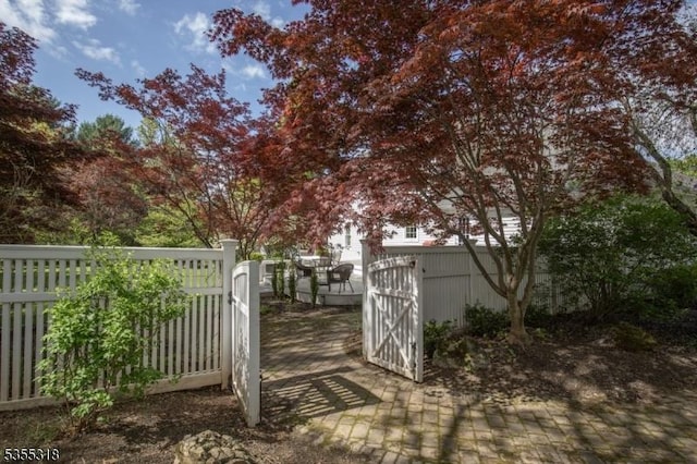 view of gate with fence