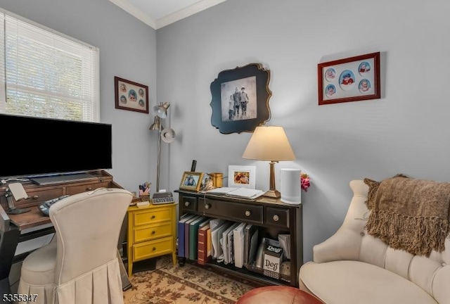 office area featuring ornamental molding