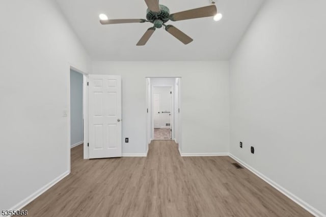 4703 Patterson St, Bridgewater Twp, NJ 08807 - unfurnished bedroom featuring light wood-type flooring, baseboards, and a ceiling fan