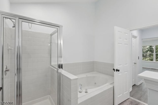 4703 Patterson St, Bridgewater Twp, NJ 08807 - full bathroom featuring a whirlpool tub and a shower stall