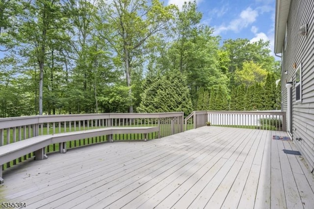 95 School House Rd, Jefferson Twp, NJ 07438 - wooden terrace with view of wooded area