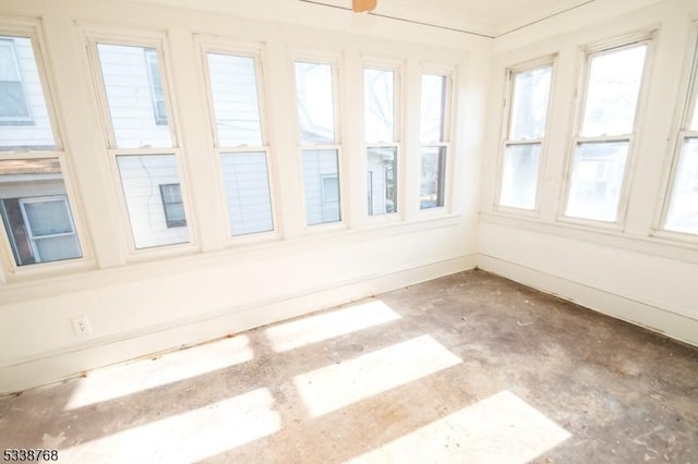 view of unfurnished sunroom