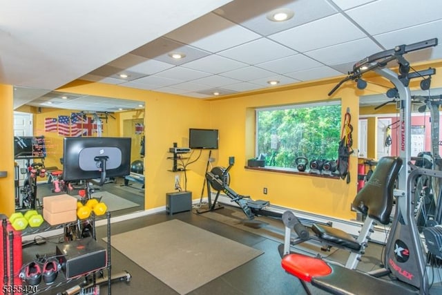59 Green Hill Rd, Kinnelon Boro, NJ 07405 - exercise room with a paneled ceiling and recessed lighting