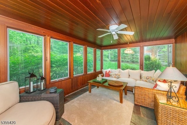 59 Green Hill Rd, Kinnelon Boro, NJ 07405 - sunroom / solarium with healthy amount of natural light, an outdoor hangout area, and ceiling fan
