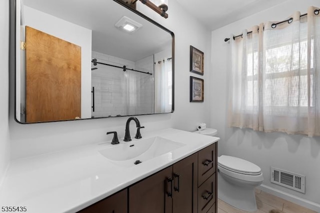 1296 Millstone River Rd, Hillsborough Twp, NJ 08844 - full bath featuring toilet, vanity, visible vents, and a shower