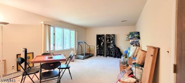 recreation room with carpet