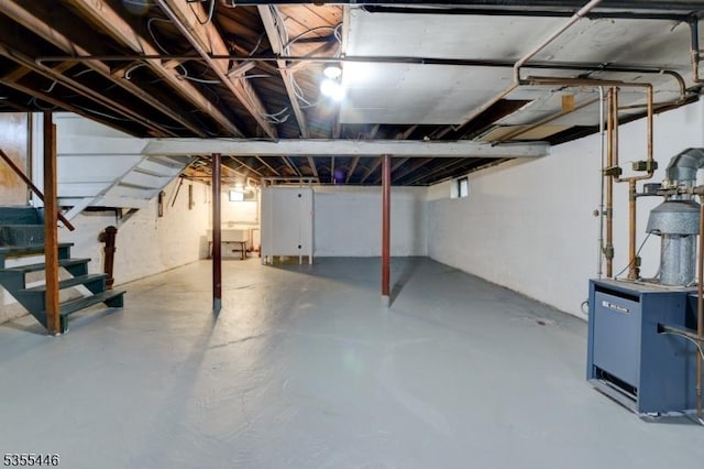 377 Delaware Ave, Union Twp, NJ 07083 - unfinished basement with stairs and a heating unit
