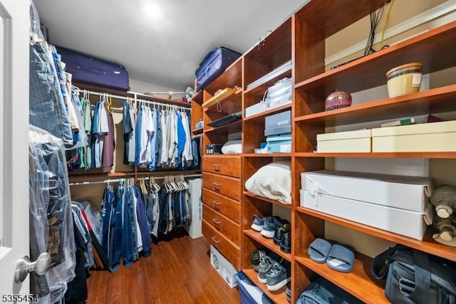 spacious closet featuring wood finished floors