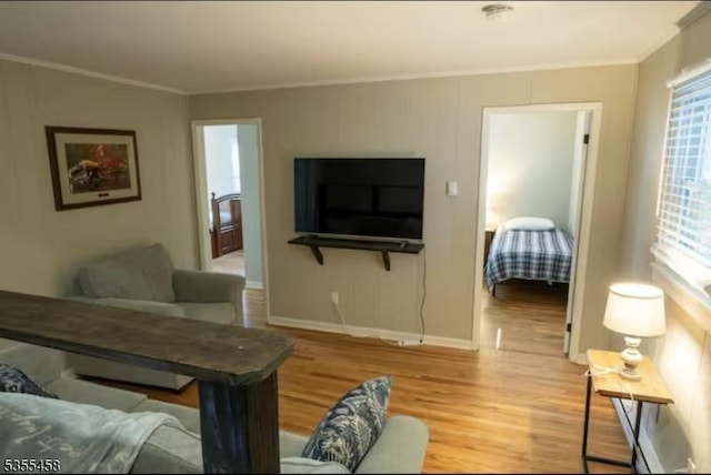 14 Luchetti Way, Andover Twp, NJ 07860 - living room with light wood-type flooring, baseboards, and crown molding