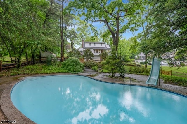 1178 Delaware Dr, Bridgewater Twp, NJ 08807 - swimming pool featuring fence and a water slide