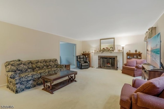 1178 Delaware Dr, Bridgewater Twp, NJ 08807 - living area with carpet floors and a fireplace