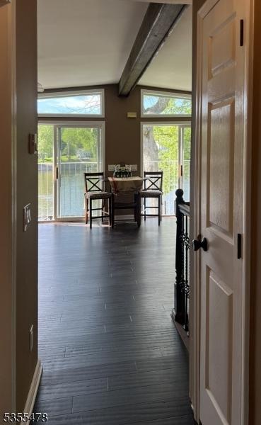 1 Lenape Ln, Harmony Twp, NJ 08865 - corridor with beamed ceiling and dark wood-style flooring
