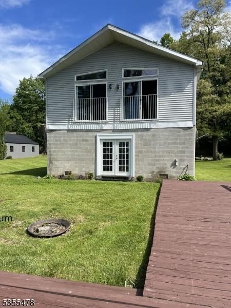 1 Lenape Ln, Harmony Twp, NJ 08865 - back of house featuring french doors, a yard, and a deck