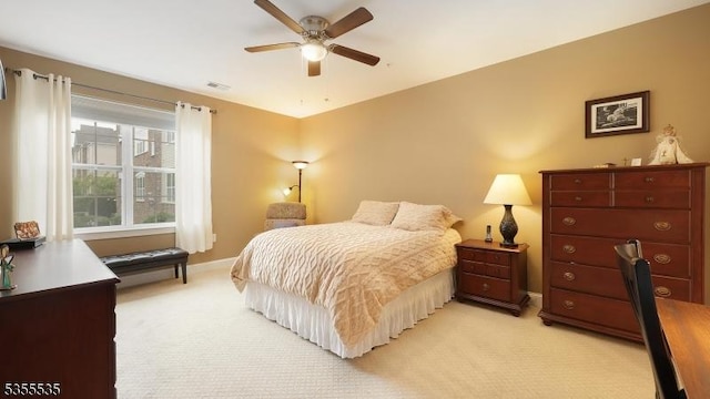 7104 Minuteman Ln, Franklin Twp, NJ 08873 - bedroom with light colored carpet, baseboards, and a ceiling fan