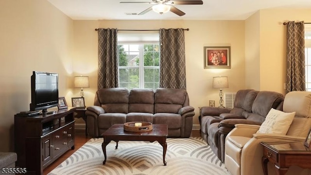 7104 Minuteman Ln, Franklin Twp, NJ 08873 - living room featuring ceiling fan and wood finished floors
