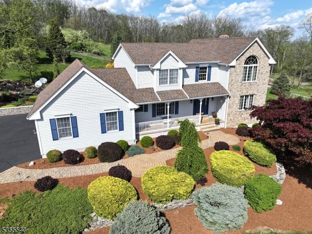202 Fredon Springdale Rd, Fredon Twp, NJ 07860 - traditional-style house featuring covered porch and roof with shingles