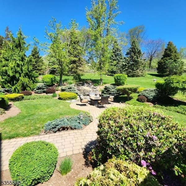202 Fredon Springdale Rd, Fredon Twp, NJ 07860 - view of property's community with a yard, an outdoor fire pit, and a patio area