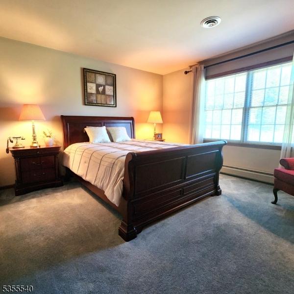 202 Fredon Springdale Rd, Fredon Twp, NJ 07860 - carpeted bedroom featuring baseboard heating and visible vents