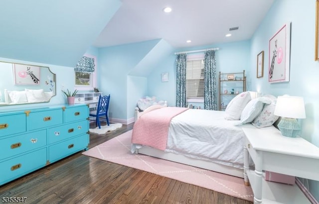 9 Warwick Rd, Chatham Twp, NJ 07928 - bedroom featuring wood finished floors, multiple windows, vaulted ceiling, recessed lighting, and baseboards