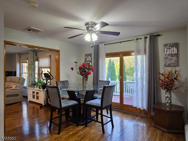 133 River Rd, Montague Twp, NJ 07827 - dining room with plenty of natural light, a ceiling fan, and wood finished floors