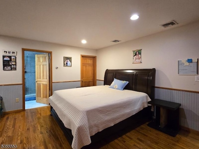 133 River Rd, Montague Twp, NJ 07827 - bedroom featuring wainscoting, wood finished floors, and recessed lighting