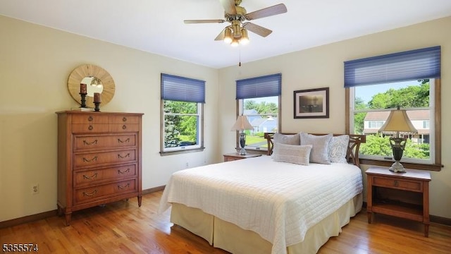 10 Stacy Dr, Montgomery Twp, NJ 08502 - bedroom featuring baseboards, light wood finished floors, and ceiling fan