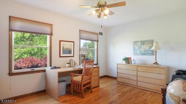 10 Stacy Dr, Montgomery Twp, NJ 08502 - office with light wood finished floors, a ceiling fan, and baseboards