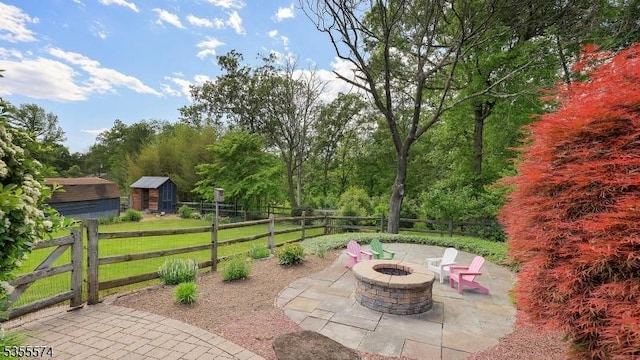 10 Stacy Dr, Montgomery Twp, NJ 08502 - view of patio / terrace with an outdoor fire pit