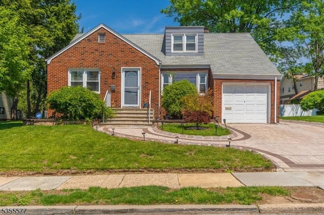 839 Irvington Ave, Hillside Twp, NJ 07205 - view of front of property featuring a garage, a front lawn, brick siding, driveway, and entry steps