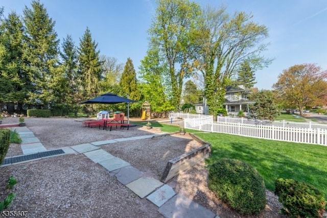 view of yard with a playground
