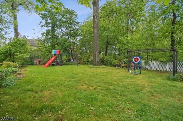 view of yard with a playground