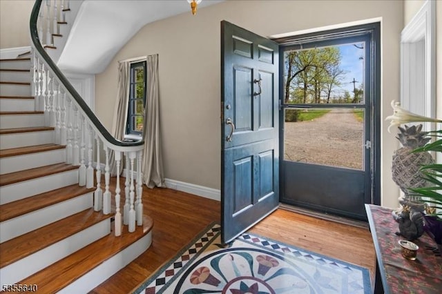 1330 Great Rd, Montgomery Twp, NJ 08540 - entrance foyer featuring wood finished floors, stairs, and baseboards