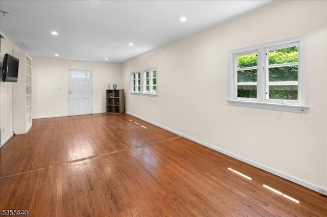 1330 Great Rd, Montgomery Twp, NJ 08540 - unfurnished living room featuring wood finished floors, baseboards, and recessed lighting