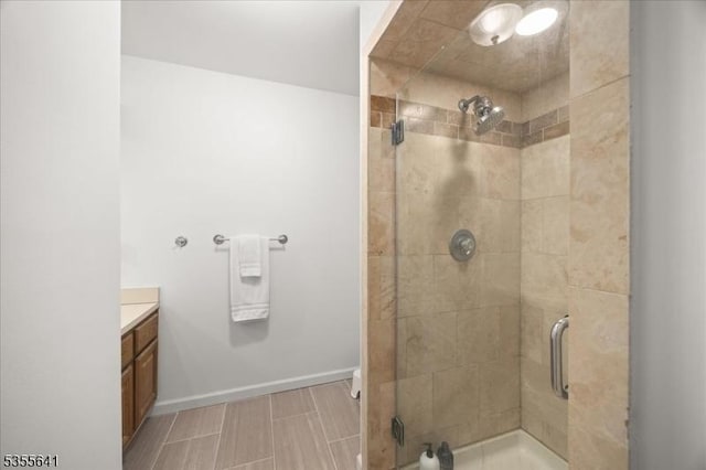 102 Westchester Ter, Clinton Twp, NJ 08801 - full bathroom with a shower stall, vanity, and baseboards