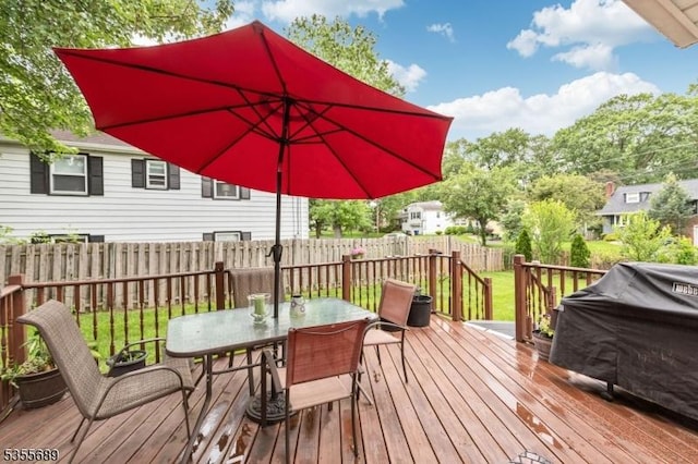 130 Coriell Ave, Fanwood Boro, NJ 07023 - wooden deck with outdoor dining space and a grill