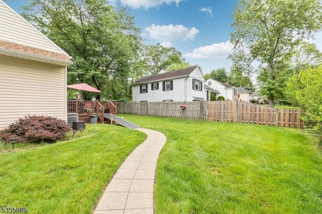 130 Coriell Ave, Fanwood Boro, NJ 07023 - view of yard featuring a wooden deck and central air condition unit
