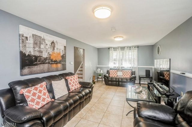10 Tulsa Trl, Hopatcong Boro, NJ 07843 - living area featuring stairway and tile patterned floors