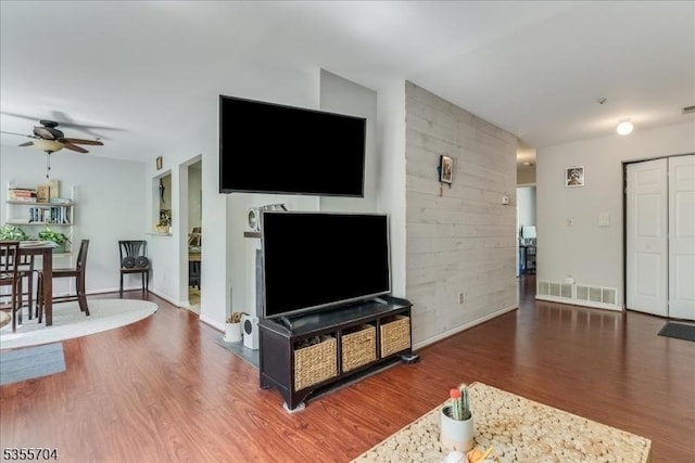 81 Village Dr Unit 81, Morris Twp, NJ 07960 - living room with ceiling fan, baseboards, and wood finished floors