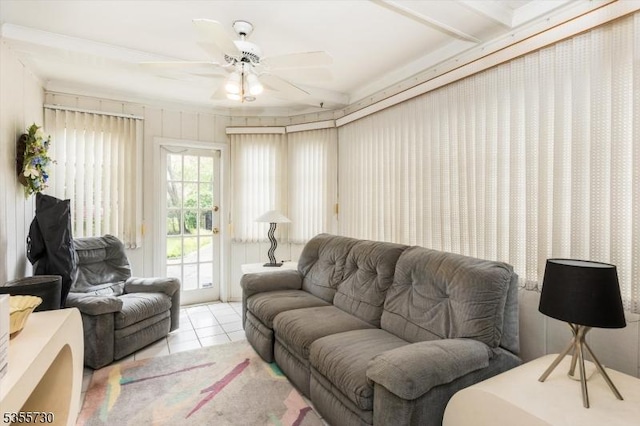 197 Nutley Ave, Nutley Twp, NJ 07110 - living area featuring ceiling fan and tile patterned floors