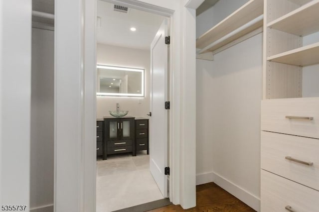 view of walk in closet