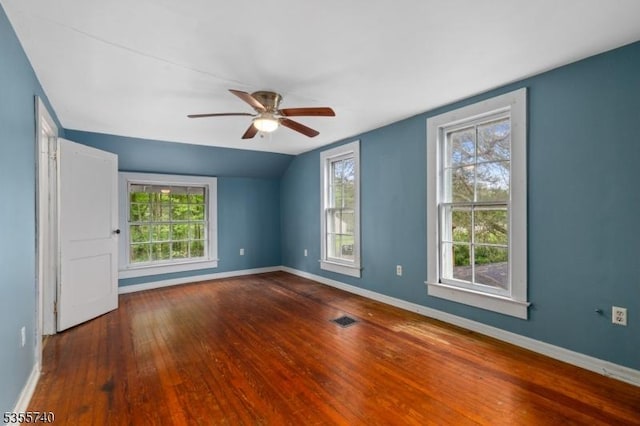 194 James St, Morris Twp, NJ 07960 - spare room with hardwood / wood-style flooring, ceiling fan, healthy amount of natural light, baseboards, and vaulted ceiling