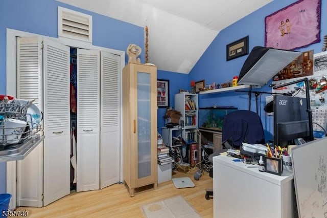 194 James St, Morris Twp, NJ 07960 - office area featuring wood finished floors and lofted ceiling
