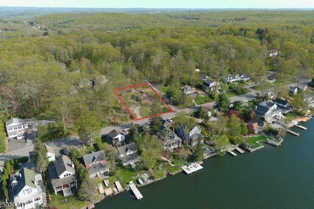 55 E Shore Culver Rd, Frankford Twp, NJ 07826 - bird's eye view featuring a water view, a view of trees, and a residential view