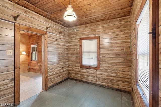 55 E Shore Culver Rd, Frankford Twp, NJ 07826 - spare room featuring hardwood / wood-style floors, wooden walls, and wood ceiling