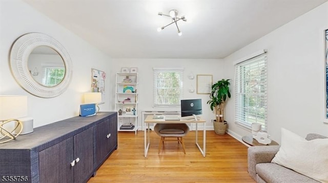 office area featuring light wood-style floors