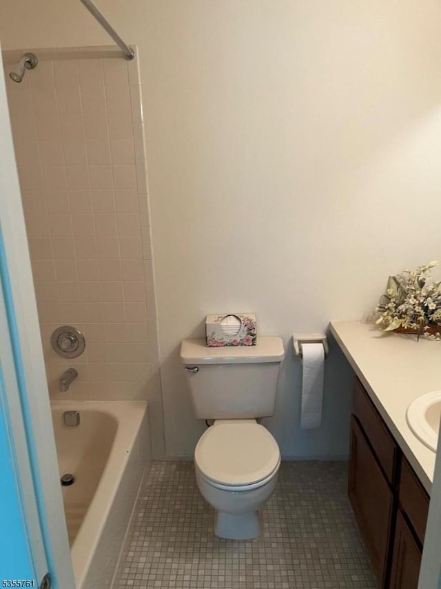 87 Sycamore Ct, Bernards Twp, NJ 07920 - bathroom with vanity, tile patterned flooring, toilet, and shower / bathtub combination