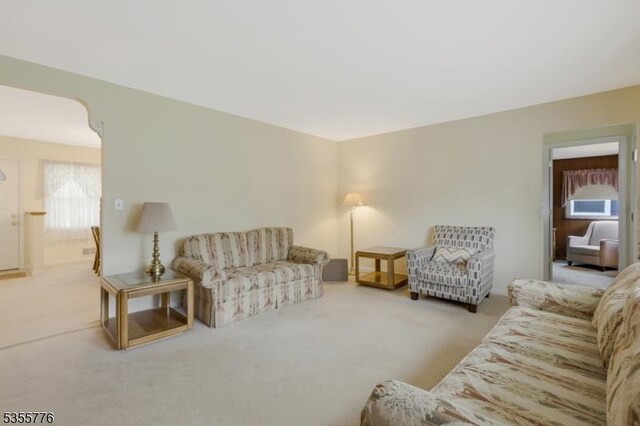 living room with carpet flooring